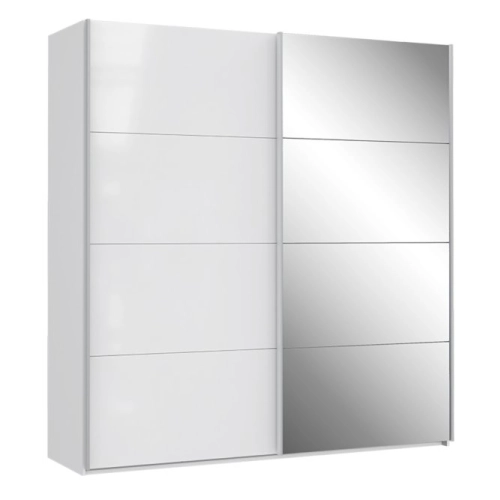 Szafa przesuwna z lustrem 200 cm Biały/Biały Połysk